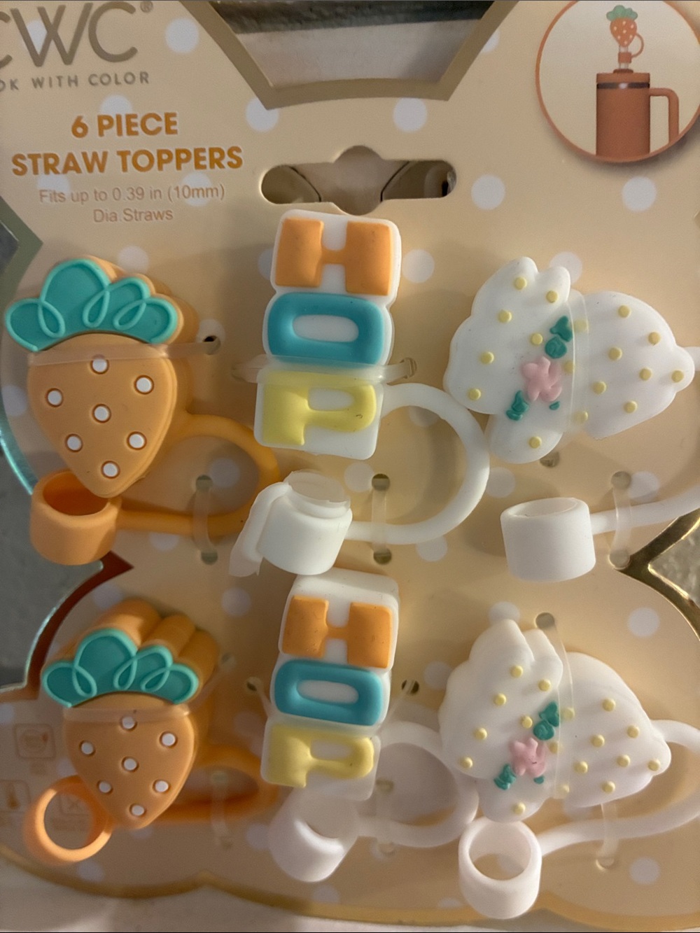 CWC Cook With Color 6-Piece Straw Toppers - Picture 2 of 3